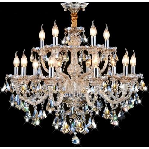 Indoor Dining Room Crystal Chandelier E14 Led Candle light for Living Room Antique Duplex Stair Villa Hotel Hanging Light lustre