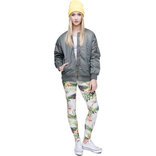 Ladies leggings Green Color Leaves Printed Women Sweet Fashion Slim High Waist Leggings Girls Garments Skinny Pants