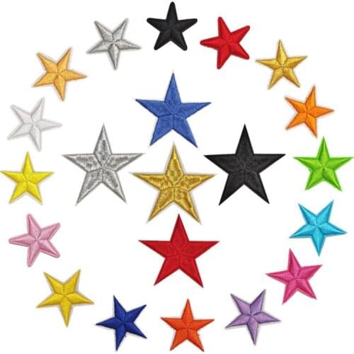 12pcs/lot Seven Color Optional Pentagram Embroidered Applique Ironing Clothes Patch Decoration Pentagram DIY Patch 4x4cm