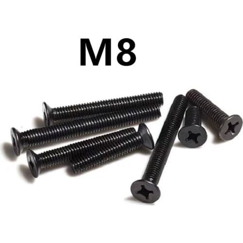 100/50PCS GB819 M8x10/12/16/20/25/30/35/100mm DIN965 Black 304 stainless steel flat head cross countersunk KM mechanical screw