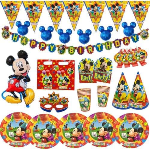 Mickey Mouse Theme Tableware Children Birthday Party Decorations Supplies Disposable Tableware Set Baby Favorite Cartoon Figure