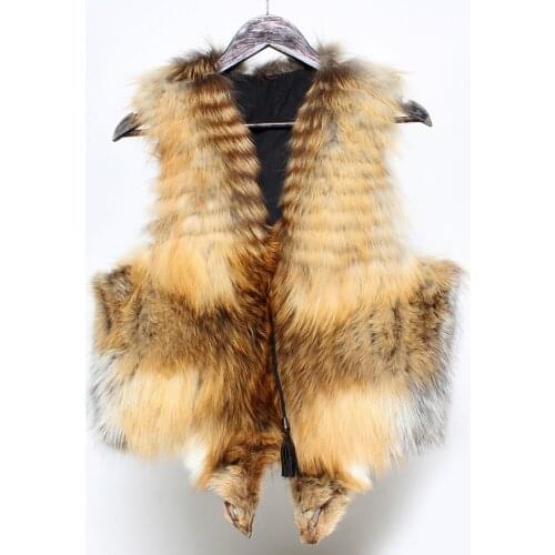 Fashion Fluffy Real Fox Fur Vests Women Short Style Natural Red Fox Fur Vest Jacket Lady Warm Genuine Silver Fox Fur Waistcoat