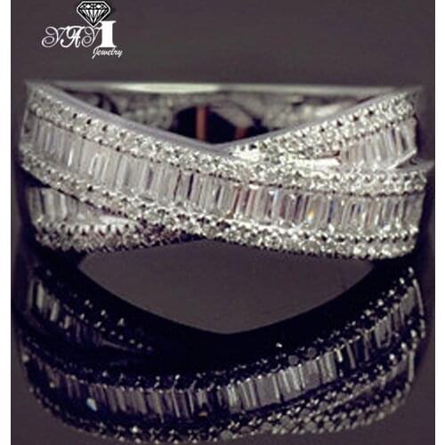 YaYI Fine Jewelry Fashion Princess Claw Set Cut White Cubic Zirconia Silver Color Engagement Wedding Party Lovers Rings