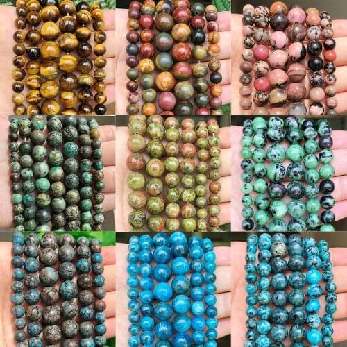 Natural Stone Mookaite India Agate snowflake jasper Labradorite Chrysocolla Kambaba jasper Beads For Jewelry Making 4/6/8/10mm