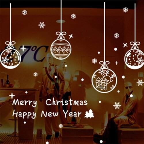 Christmas Window Stickers Self Adhesive Hanging Snow Ball Pendant New Year Christmas Festival Glass Wall stickers Home Decor