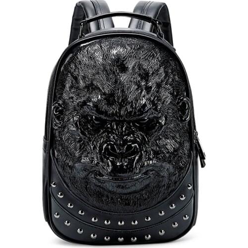 New hip-hop punk backpack 3D embossed shoulder bag casual cool ape Taishan waterproof all-match bag backpacks for women