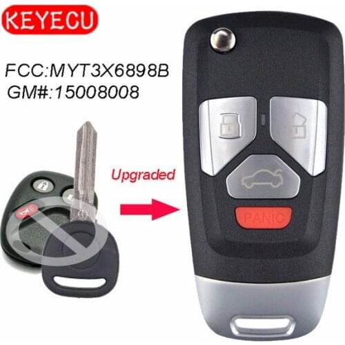 Keyecu Upgraded Flip Remote Car Key Fob for Buick Chevrolet GMC 315MHz ID46 Chip FCC ID: MYT3X6898B / P/N: 15008008