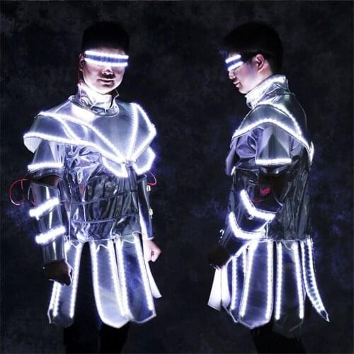 RE36 Party singer wear colorful led light jacket dj performance robot men suit luminous outfit led costumes bar glowing clothes