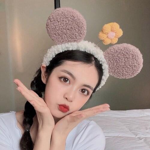 Cute Girls Cartoon Animal Hairband Lovely Flower Headwear For Women Solid Cotton Elastic Crown Soft Hair Accessories