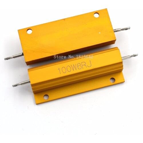 RX24 100W 6R 6RJ 100 Watt Metal Shell Aluminium Gold Resistor High Power Heatsink Resistance Golden Heat Sink Resistor 6 ohm