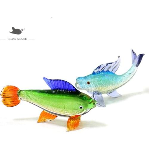 Silver Foil Craft Murano Glass Tropical Fish Figurines Cute Vivid Miniature Sea Animals Ornaments Holiday Party Gifts For Kids