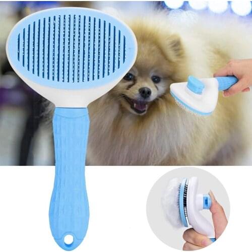 Pet Hair Removal Comb Grooming Brush Stainless Steel Cats Combs Automatic Non-slip Brushs For Small Large Dogs Cats Comfortable