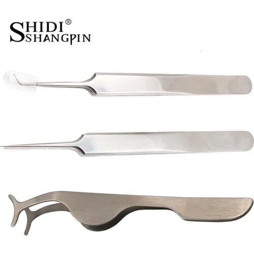 SHIDISHANGPIN 1 Piece Stainless Eyelash Curler Tweezers Beauty Accessories Make Up Tools Kit Cilp Lash forceps Tweezer