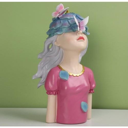 Creative Butterfly Girls Resin Statues Home Livingroom Desktop Figurines Decoration Book Cabinet Coffee Table Sculpture Crafts
