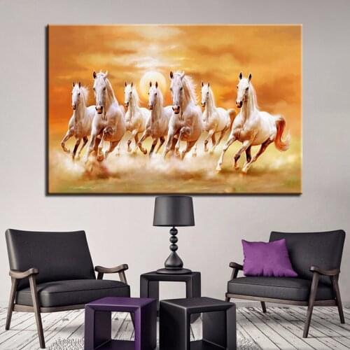 Embelish 1 Pieces Sunset Running Horses HD Wall Art Pictures For Living Room Canvas Animals Painting Home Decor Poster Framework