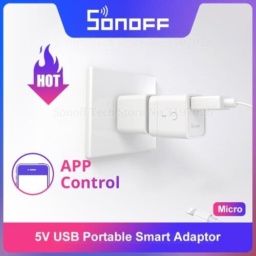 ITEAD SONOFF Micro 5V USB Smart WiFi Adaptor Wireless Switch Flexible and Portable Remote Control via eWeLink APP Support Alexa
