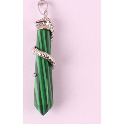 Green Malachite Bead Pendant Snake Jewelry For Woman Gift 1PCS S591