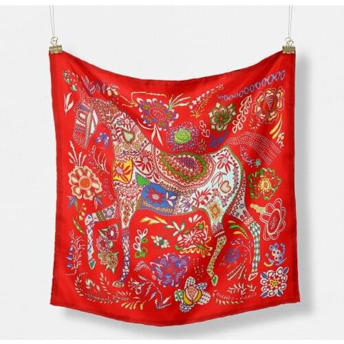 53cm Luxury Square Scarf Women 2021 Design Horse Brand Silk Scarf Bandana Headband Fashion Hijab Neckerchief For Ladies New