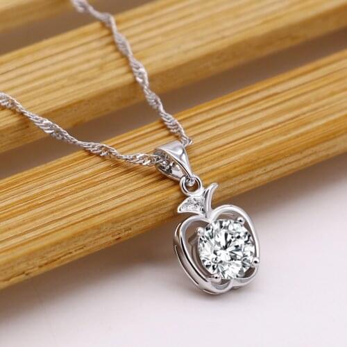 Fashion Delicate Tiny Apple Pendant Necklace For Women Fashion 100% 925 sterling silver Choker Boho Jewelry Gift Free shipping