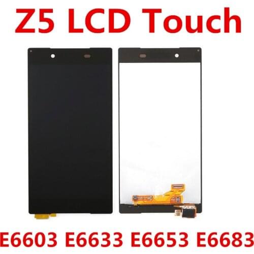 Black white For Sony Xperia Z5 E6603 E6633 E6653 E6683 display LCD Parts Touch screen digitizer Assembly + Adhesive