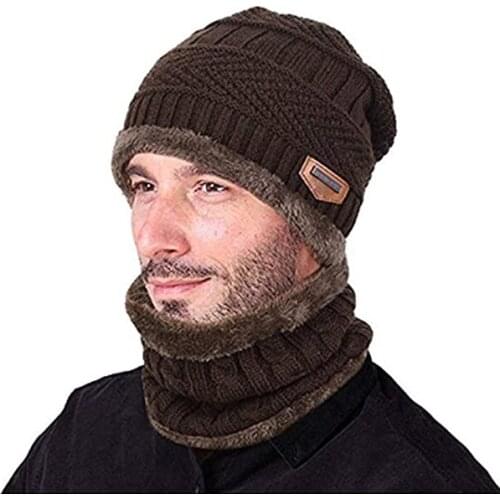 Winter Warm Beanie Hat Scarf Gloves Set Unisex Winter Warm Knitted Beanie Hat Neck Glove for Men Women FK88