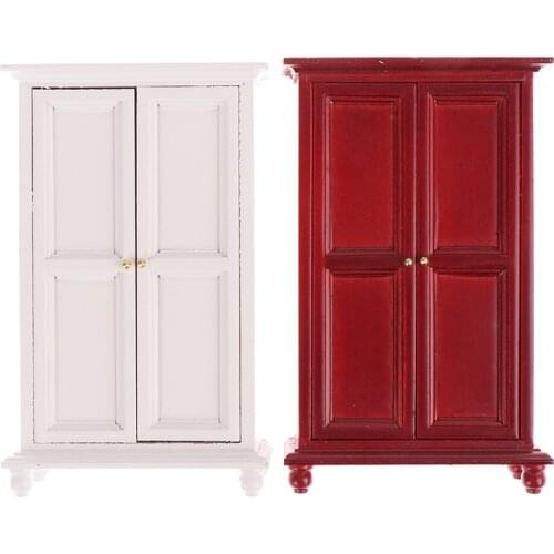 1:12 Dollhouse Miniature Wooden Wardrobe Cupboard Model Dollhouse Furniture Accessories
