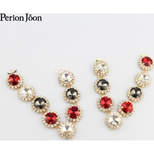 1 Pair Fashion large crystal gemstone style V-chain beach shoes rhinestone decorative accessories XL003