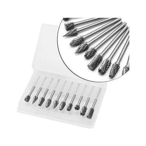 10Pcs 1/8" 6mm Tungsten Carbide Cutter Rotary Burr Set CNC Engraving Bit Tool New 2017