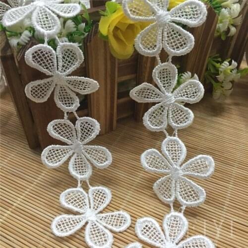 2Yard Polyester Guipure Embroidered Lace Edge Trim Ribbon Applique DIY Sewing Craft Crochet Vintage Wedding Bridal Dress Clothes