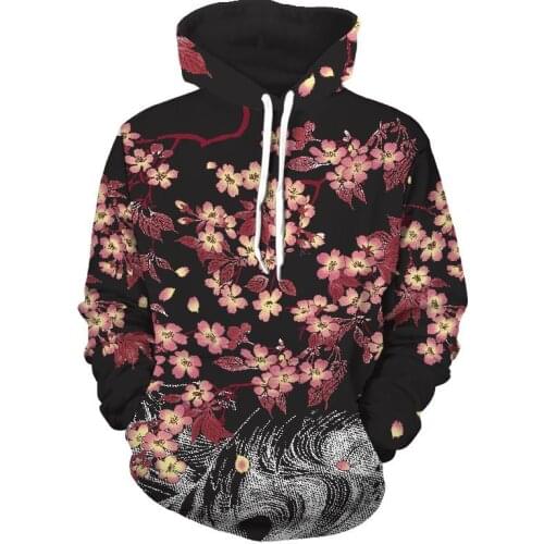 2021 Hip Hop Japanese Sakura 3D Sweatshirt Brand Unisex Hooded Clothing Casual Pullover Street Long Sleeve Clothing