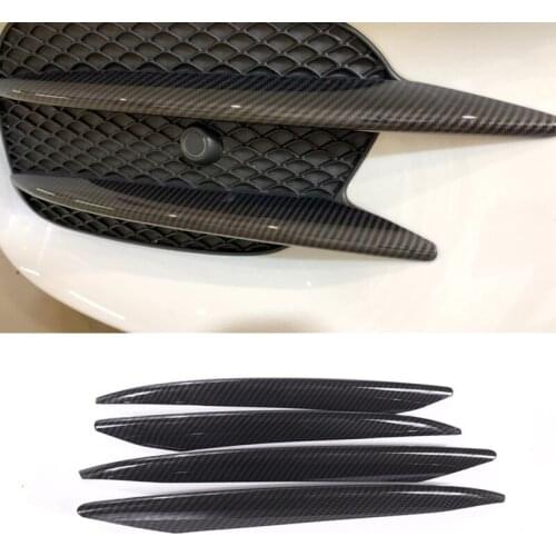 For Mercedes Benz W213 E Class 2016 2017 2018 4pcs Carbon Fiber Style Car Front Fog Light Lamp Grille Grill Slats Cover Trim