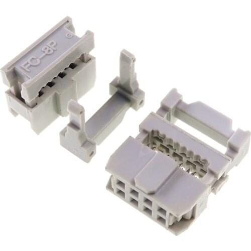 40pcs 0.100" 2.54mm Pitch 2x4 Pin 8 Position IDC Female Header Socket Box Header Socket Flat Cable 0.05"connector Grey