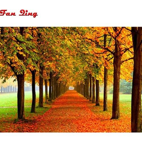 Div 5D Autumn Tree Road Full Diamond Painting cross stitch kits art High Quality Scenic 3D Diamond embroidery