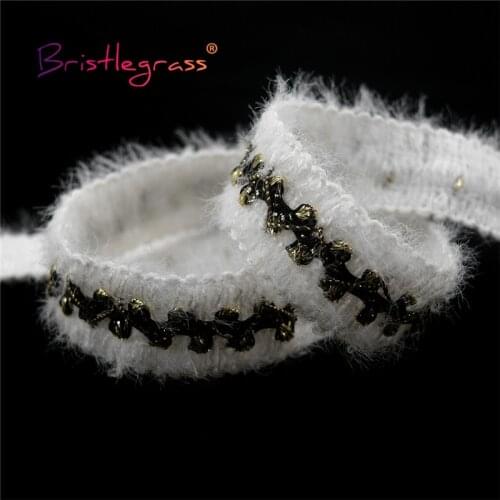 BRISTLEGRASS 1 Yard 1" 25mm Glitter Woolen Crochet Lace Trims Macrame Decorative Ribbon Pillow Headband Costume DIY Sewing Craft