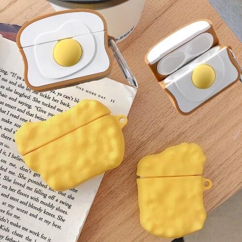 For Airpods Pro 3D Cute Simulation Food Chicken Nuggets Meat Case for Apple Airpods 1 2 3 Egg Toast Wireless Earphone Cover Box