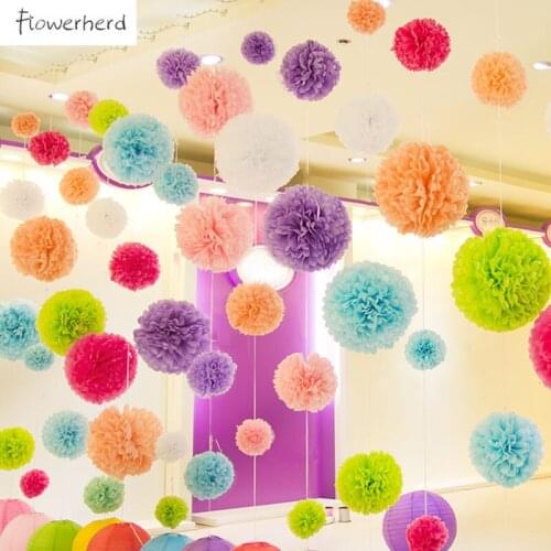 DIY Decorative Paper Pompoms Pom Poms Flower Ball Origami Flower Birthday Party Wedding Decoration Paper Garland Kit Baby Shower