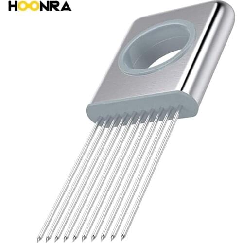 HOONRA Onion Holder Vegetable Meat Potato Cutter Slicer Gadget Stainless Steel Fork Slicing Helper Anti-slip Kitchen Accessories