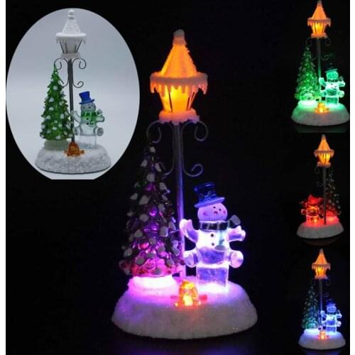 Confetti Lites LED Standing Snowman with a Lamp and Tree Ornament RGB Light Up and Fire in The Lighted Interior of The Snowman