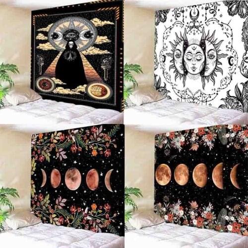 Moon Phase Tapestry Printed Hanging Background Cloth Sea Picinic Camping Outside Sitting Tablecloth Sofa Cover