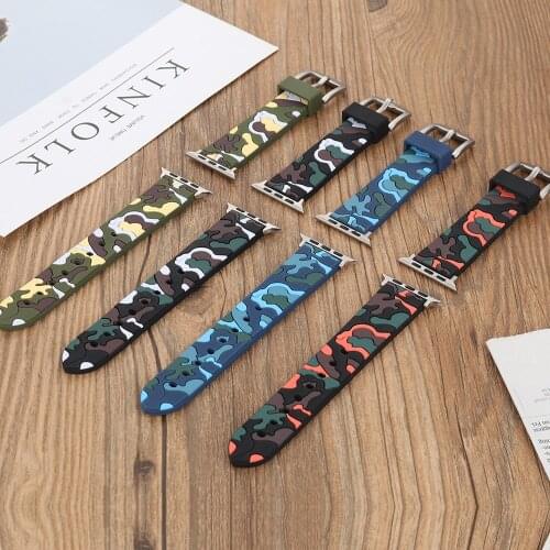 Camouflage strap for Apple watch 5 4 band 44 mm 40mm iWatch bands 42mm 38mm Silicone sport bracelet watchband for series 5 4 3 2