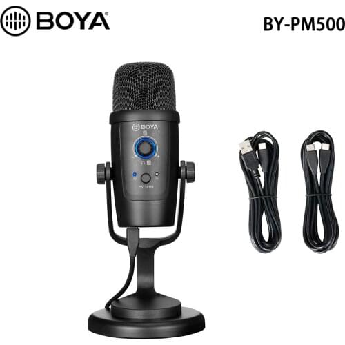BOYA BY-PM500 USB Microphone Cardioid/ Omnidirectional Pickup Patterns Mic Desktop Stand Type-C Cable for Home Studio Recording
