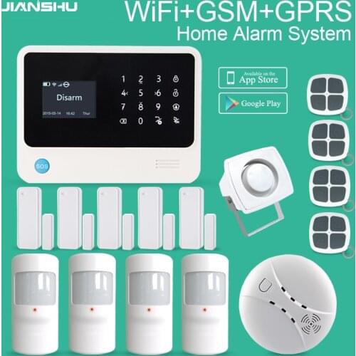 Best Sell GSM wifi Alarm System Smart Home Security Alarm System Home Burglar Alarm System Work With Smoke Detector wire siren