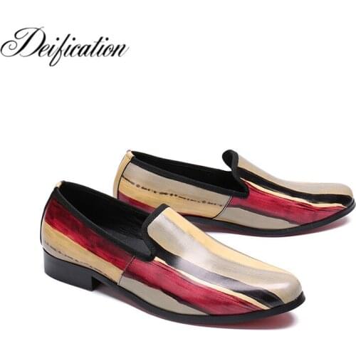 Deification Mixed Colors Printed Men Loafers Shoes Moccasins Slip On Driving Man Shoes Fashion Italian Shoes Men Wedding Shoes