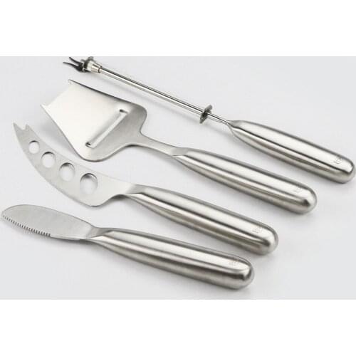 Cheese Knife Set 4 Pieces Stainless Steel Cheese Slicer Cutter Fork Shaver Spreader for Soft Hard Cheeses Charcuterie Cutlery