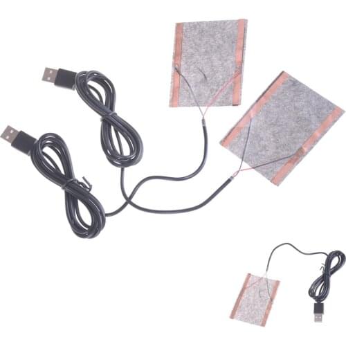 2Pcs 5V Carbon Fiber Heating Pad USB Heating Film Electric Infrared Fever Heat Mat Winter Warm Arm Waist Heat Glove Random Color