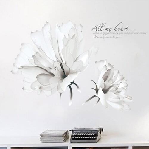White Flower Wall Sticker Room Decor Aesthetic Living Room Bedroom Home Decoration Wall Decals 3D Self Adhesive Wallpaper Art