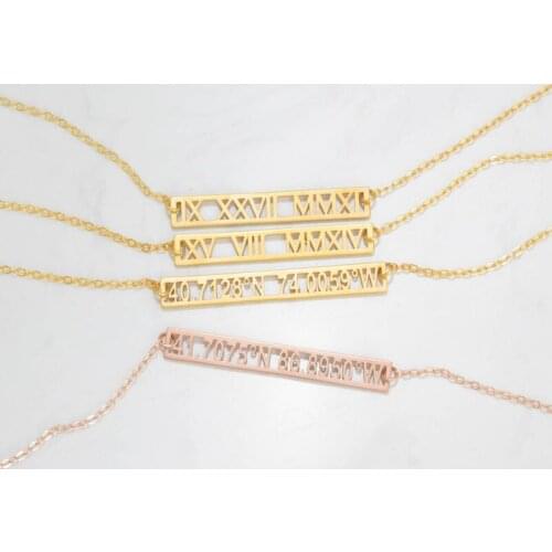 Stainless Steel Necklace Custom Pendant Latitude and Longitude Necklace Digital Clavicle Chain Personalized Necklace for Gift