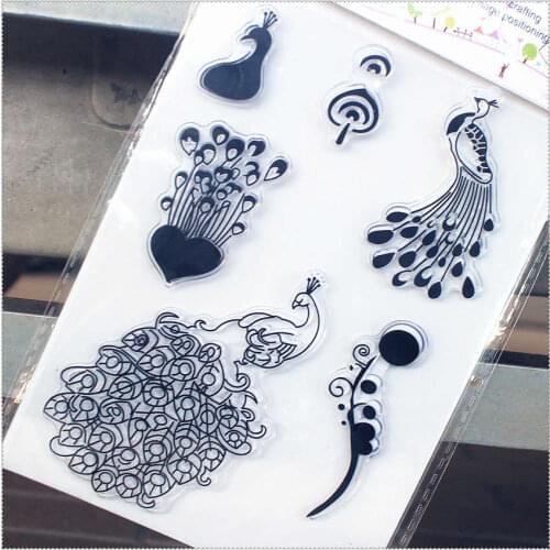 PANFELOU 11.3*15.56cm The peacock series Transparent Silicone Rubber Clear Stamps cartoon for Scrapbooking/DIY wedding album