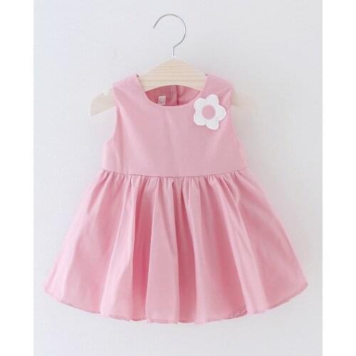 New 0-24M Casual Summer Baby Dress Cotton Solid Flower Sleeveless Wing Princess Infant Girl Dresses Toddler Baby Girl Clothes