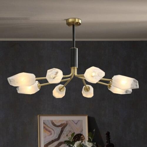 Post-modern luxury chandelier copper living room lamp Nordic simple dining room lamp personality glass bedroom study lamp